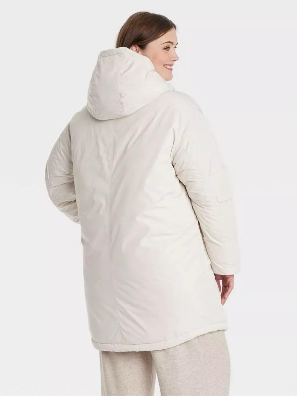 NWT Universal Thread Cream Hooded Puffer Coat - Picture 3 of 5